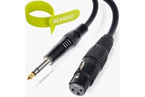 BEMERO Mikrofonkabel, Linekabel XLRf auf 6.3 Klinken, Jack, TRS, 10 m, symmetrisch, 3-polig, schwarz
