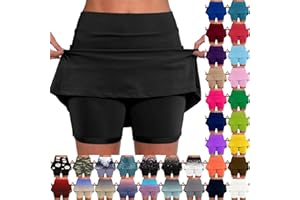 SDERG Tennis Skirt with Shorts and Pockets, High Waisted Women's Tennis Skirts Lightweight Athletic Workout Golf Yoga Skorts Shorts Womens Quick Dry Sports Shorts Running Skirts 2024