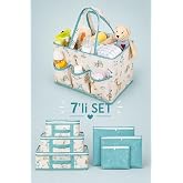 7'li Yenidoğan Hastane &Ccedil;ıkış Organizer Set - B&ouml;lmeli Bebek Bakım &Ccedil;antası - 6 Par&ccedil;a Valiz İ&ccedil;i D&uuml;zenleyici (Mavi)