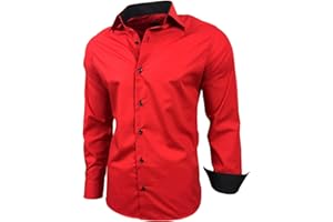 Baxboy Herren-Hemd Slim-Fit Bügelleicht Für Anzug, Business, Hochzeit, Freizeit - Langarm Hemden für Männer Langarmhemd R-44