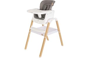 Tutti Bambini | Chaise Haute Evolutive Nova, 7 réglages disponible de la Chaise Haute au siège pour Enfant | de 6 mois à 12 ans | Pliage rapide & housse de transport | Blanc & Chêne