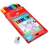 Faber-Castell Jumbo Boya Kalemi, 12 Renk, Kalın G&ouml;vde ve U&ccedil;, Kırılmaya Diren&ccedil;li &Ouml;zel Yapıştırma Sistemi, Kolay A&ccedil;ılır, &Ccedil;ocukl