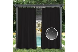 GZQIAWY 1 Panel Outdoor Curtains Waterproof Indoor Blackout Privacy Curtain for Patio Pool Hut Pavilion Gazebo Pergola,60 in x 80 in (W x L),Black