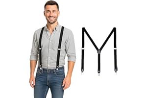 DonDon Hosenträger für Herren schmal 2,5 cm mit 3 extra starken Hosenträger Clips in Y-Form – elastisch und längenverstellbar