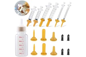 KITO LEE KTL Dispensador de Alimentación para Mascotas, Jeringa de Agua para Cachorros con 6 Pezones,Botella de Alimentación para Pequeños Cachorros Gatitos (13PCS)