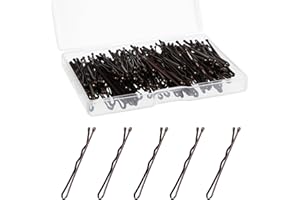 GEEHUA Lot de 150 petites pinces à cheveux avec boîte de rangement - 3,5 cm - Petites épingles à cheveux pour femme - Petites épingles à cheveux incurvées - Pour enfants et filles (marron)