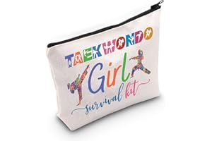 LEVLO Taekwondo Girl Cosmetic Make Up Bag Karate Gift Taekwondo Girl Survive Kit Makeup Zipper Pouch Bag For Martial Arts Lover, Taekwondo Girl