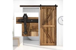 CCJH 6FT/182cm Sliding Barn Wood Door Hardware Closet Track Kit Single Wooden Door Heart Shape
