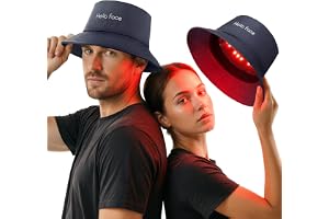 Hello Face Rött Ljus Terapi Hatt för Hårväxt, 336 LED 660 nm & 850 nm Infrarött, Fiskarhatt-design upp till 62 cm för full sk