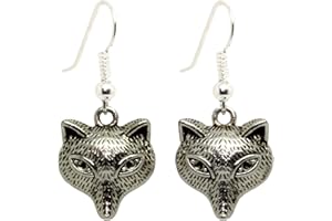 Bluebubble FELICITY FOX Silver Fox Dangle Earrings on Gift Card