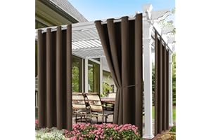 DIVA EN CAMINO DEC Water Proof Outside Curtains W52 x L72 with Grommet Top for Porch, Thermal Insulated Washable Light Block Outdoor Divider Drapes for Patio Gazebo Deck Pool Area Pergola Cabana (Brown, 2 Panels)