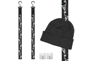 letuxaamz Porta Cappelli Appendi Cappellini Parete Organizer Appendiabiti,Baseball Display Storage Rack per Sciarpe,Appendiabiti Ganci da Hat, Vestiti, Cravatte (Nero)