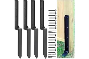 ANMAS POWER Heavy Duty Steel Fence Post Repair Stakes - 4 Pack Ground Spike for Tilted or Broken Wooden Fence Posts, Durable Garden Fencing Solution