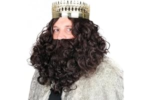 EUROCARNAVALES Peluca y Barba Rey Mago Castaña Mate