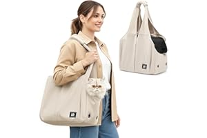 ALLSOPETS Sac Transport Chien, Sac de Transport pour Petit Chien et Chat, Sac à Main Respirant et Confortable avec Crochet de Laisse, Idéal pour Voyage et Camping (Beige Crème)