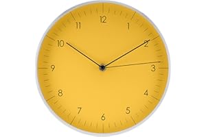 LUUK LIFESTYLE Reloj de Pared de Cuarzo, diseño nórdico escandinavo, Mecanismo silencioso, Objeto Decorativo, Reloj de Cocina, salón, Comedor, Reloj de Pared de Oficina, vestíbulo, Amarillo