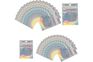 ZWZNBL 120 Pieces Mylar Ziplock Bags, Transparent Holographic Foil Bags,Resealable Laser Packaging Bagfor Gift Wrapping, Food, etc.（7 * 10CM、8 * 13CM）
