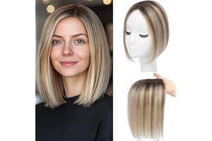 SARO-UP Hair Toppers for Thinning Hair Toppers for Women Real Human Hair Pieces for Women with Thinning Hair Clip In Toppers 100% Remy Human Hair Wiglets 10inch 2T613#