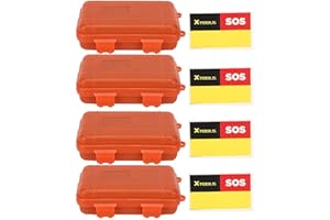 BORDSTRACT 4Pcs Outdoor Plastic Waterproof Shockproof Box, Small Outdoor Plastic Waterproof Airtight Survival Case Container Storage Carry Box, Orange