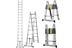 JAOSY 16.5 ft Step Folding Ladders 5m 8 Steps or 16 Steps Ladder Foldable Step Ladder Anti-Slip and Portable Extension Ladder with Certificate EN131 Max Load 330lb