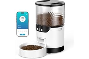 Distributore Automatico Cibo Gatti, GIOTOHUN 2.4G WiFi 3L Dispenser Cibo Gatti, APP Telecomando, 1-10 Pasti, Voce 10S, Serrature di Sicurezza, Adatto per Animali Domestici di Piccola e Media Taglia