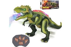Skirfy Remote Control Dinosaur Toys for Kids 3-5-7, Upgraded T Rex with Changing Light, 7 Color Spray & Realistic Roars, RC Walking Dinosaur Robot 4-7, Birthday Gifts Toys for Kids Boys 3+