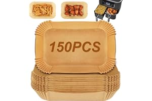GINOYA 150PCS Backpapier für Heißluftfritteuse, Air Fryer Zubehör für Ninja SL400EU/AF400EU/AF451EU Foodi MAX Dual Zone Double Stack XL Air Fryer 9,5L Digitale Heißluftfritteuse