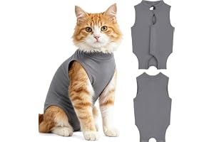 OFFCUP Återställningsdräkt, 2 st postoperativ kattkropp, kvinnlig kattåterhämtningsväst, slickskydd lämpliga magsår eller hudsjukdomar, grå/S