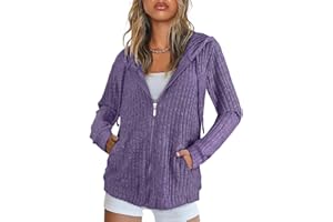 Flikity Womens Cardigans Zip Up Ladies Hoodies with Large Pockets Long Sleeve Tunic Tops Ladies Lightweight Jackets Casual Work Clothes M-XXL