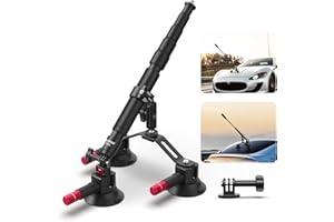 Neewer Kit Suppoto Ventosa Tripla Auto e 2in1 Asta Prolunga/Bastone Selfie, Supporto Fotocamera Sgancio Rapido per Parabrezza con Magic Arm Adattatore Action Cam Compatibile con GoPro Insta360, CA065