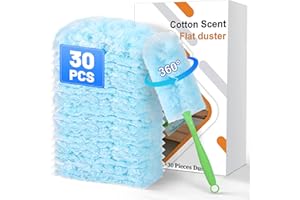WLICH 30 Pack Duster Refills Compatible with Flash Dust Magnet, 360° Multi-Surface Duster Replacement with 1 Handle,Disposable Fluffy Dusters Magnet Refills for Cleaning Furniture, Office, Blinds, Car