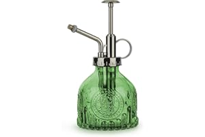 T4U Szklana butelka z rozpylaczem w stylu vintage, 200 ml, z górną pompką, drobna mgiełka, do ogrodu, na kwiaty, mały dekoracyjny spryskacz, konewka, prezent, do użytku wewnątrz i na zewnątrz, do