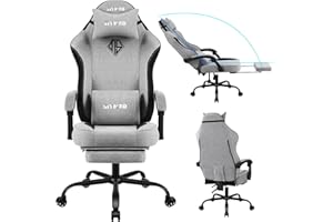 SITMOD Gaming Chair with Footrest-Computer Ergonomic Video Game Chair-Backrest and Seat Height Adjustable Swivel Task Chair for Adults with Lumbar Support(Gray)-Fabric