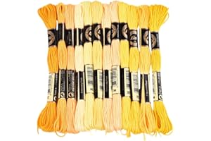 CABODYALS 12 Skeins 6 Strands Yellow Embroidery Floss Polyester Cross Stitch Thread Variegated Gradient Friendship Bracelet Yarn String Bulk for Hand Sewing Jewellery Diy Crafts Bracelets Stitching