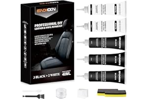 Kit Riparazione Pelle, Endhokn Kit di Riparazione in Pelle e Vinile- Pelle Divano Sedile Auto Abbigliamento Borsa Crack, Buchi, Usura Crema di Riparazione in Pelle(3 Nero 2 Bianco)