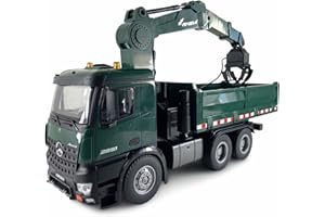 Amewi 22568 Mercedes-Benz Arocs licencjonowany wózek dźwigowy z wywrotką, RTR z akumulatorem i pilotem zdalnego sterowania, zielony