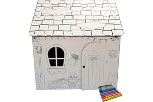 TIKTAKTOO Spielhaus aus Pappe Malhaus Pappspielhaus zum Bemalen und Dekorieren inklusive Stifte Haus Spielzeug Karton 106x84x110cm (Weihnachten/Christmas)