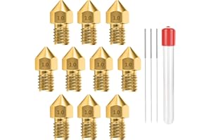 1.0MM MK8 Ender 3 Düsen 10 Stücke 3D Drucker Messing Extruder Düsen für Makerbot Creality CR-10 mit 3 Nadeln und Metall Aufbewahrungsbox (1.0mm)