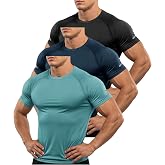 ZITY Pack of 3 Men's Short-Sleeved T-Shirts, Men's Sports T-Shirt, Breathable Quick Drying Summer Clothes Running Gym Fitness