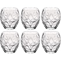 Bormioli Rocco Oriente - Set 6 Bicchieri Da Acqua Blu Freddo, Vetro Sfaccettato, Eleganti E Lavabili In Lavastoviglie