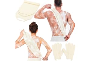Anezus Peeling-Rückenreiniger, Badehandschuhe, Duschtuch mit Körperpeeling-Handschuhen für Rückenreiniger, Entfernung abgestorbener Haut (Beige)