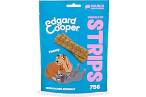 EDGARD & COOPER Edgard Cooper Premios para Perros, (Salmon & Pollo, 1 x75g), Tiras para Mimar, Sin Cereales, Rico en proteína y Carne Fresca, Llena de aminoácidos Esenciales para un estómago Sano
