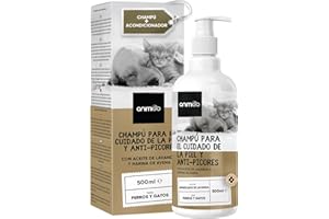 ANIMIGO Champú Perros y Gatos Antipicores con Aceite de Coco y Aloe Vera, 500 ml - Gel Hidratante de Baño con Lavanda, Manzanilla, Avena, Higiene Perros Quita Olores, Aliviar Picor - Piel Sensible