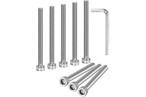 M METERXITY 10-Pack M6 x 65mm Socket Head Cap Screws, 304 Stainless Steel Hex Machine Bolts, Allen Socket Drive Screw with Hex Wrench for Repair/DIY, Fully Threaded Fasteners Kit [Silver]