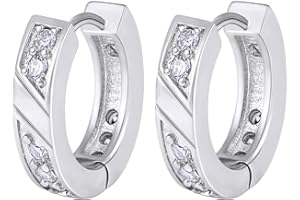 VEXXS Hoop Earrings for Men Women,14K Gold Plated Iced Out Hoops Earrings,5A CZ Stones Men’s Earrings,Hypoallergenic Earrings,Birthday Christmas Jewelry Gift for Men Women