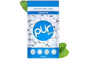 ‎PUR GUM Pur Gum | Zuckerfreier Kaugummi | 100% Xylit | Vegan, Aspartamfrei, Glutenfrei & Diabetikerfreundlich | Natürlicher Kaugummi Mit Peppermint-Geschmack, 55 Stück (1er Pack)