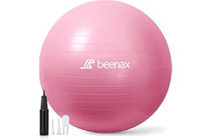 Beenax Thick Strong Exercise Pregnancy Ball 55cm 65cm 75cm, Anti-Burst Gym Swiss Ball with Pump Included for Yoga, Fitness, Labour, Pilates, Stability, Balance
