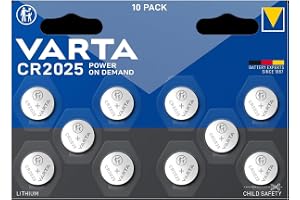 VARTA Batterien Knopfzelle CR2025, 10 Stück, Power on Demand, Lithium, 3 V | kindersichere Verpackung, für elektronische