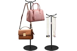 Raweao Porta Borse Regolabile, 2 Pezzi Portaborse da Appendere per Armadio, Organizzatore da Appendere in Metallo Resistente per Espositore da Banco per Cappelli di Gioielli (Nero)