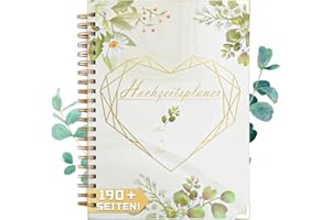 LONGAN CRAFT Hochzeitsplaner Buch Hochzeit Planer Deutsch, A4 Wedding Planner Buch Organizer 196 Seiten mit Sitzplan Tischordnung Checkliste Vorbereitungen für Hochzeit